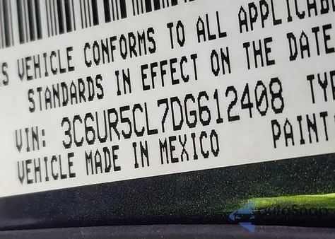 2013 Ram 2500 Tradesman из США, поврежденный, VIN 3C6UR5CL7DG612408